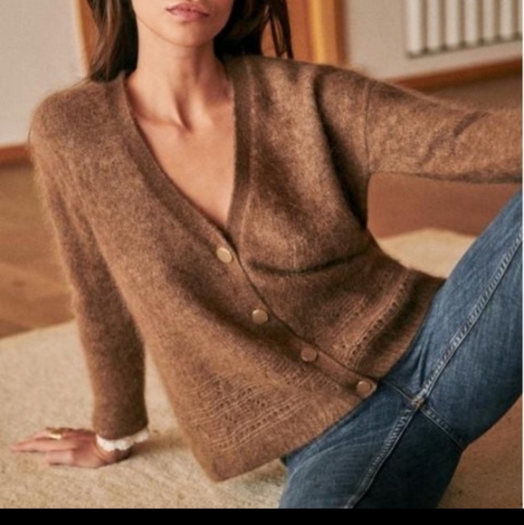 Sezane charles jumper cardigan taupe - Picture 3 of 9